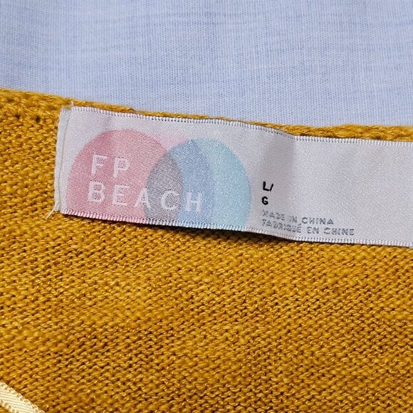 FP BEACH Winnie Oversized Sweater Tee Size L Mustard Cotton - Picture 5 of 15